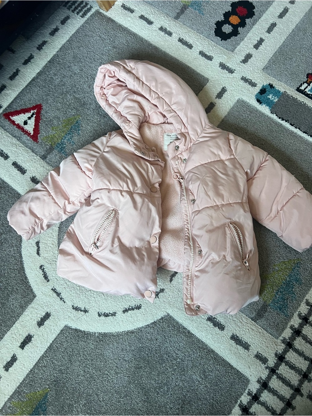 Zara BabyGirl Pale Pink Hooded Puffer Jacket
